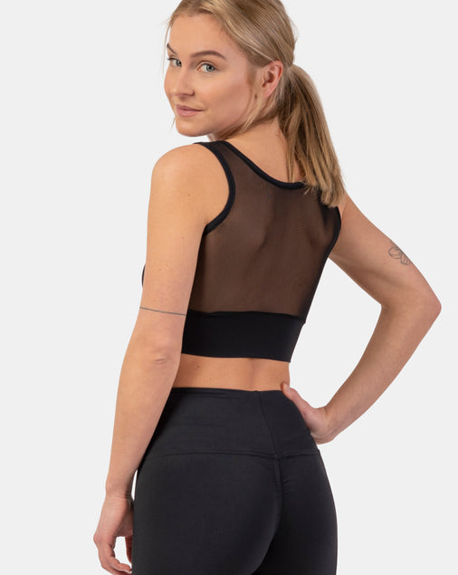 BLACK MESH DESIGN SPORTS BRA "BREATHE"